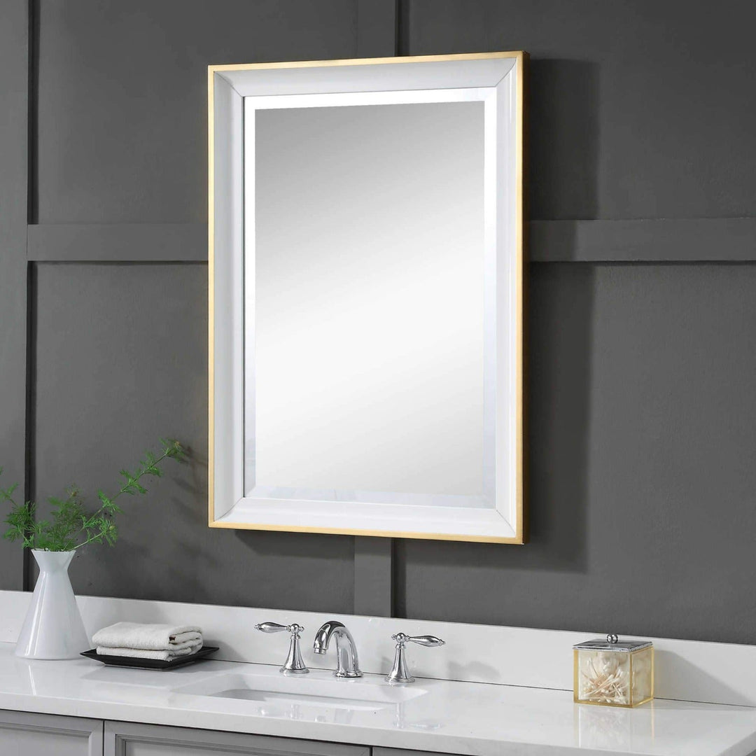 GEMMA GLOSS WHITE + GOLD VANITY MIRROR