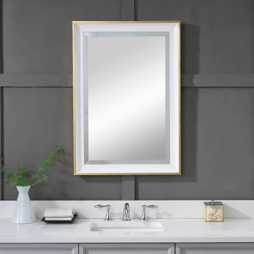 GEMMA GLOSS WHITE + GOLD VANITY MIRROR