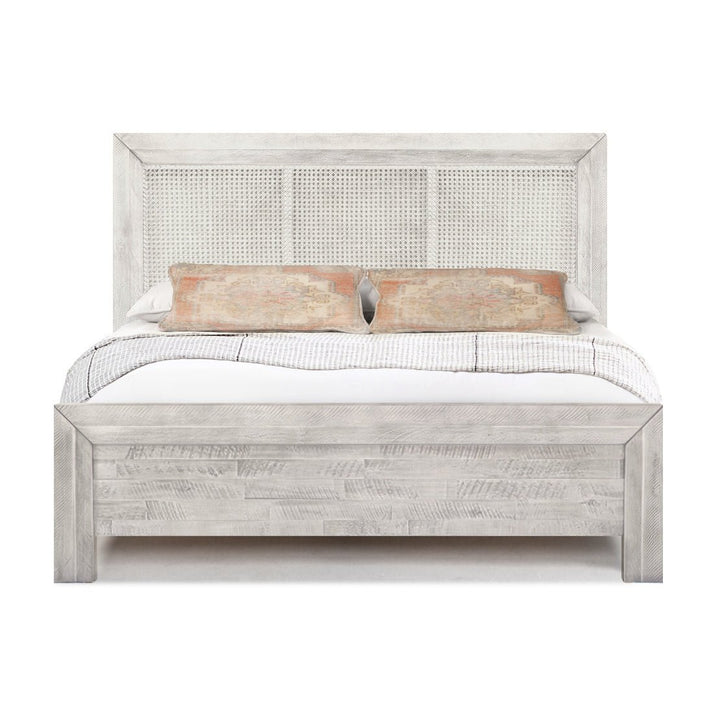 GENEVA GREY WASH CANE PANEL BED