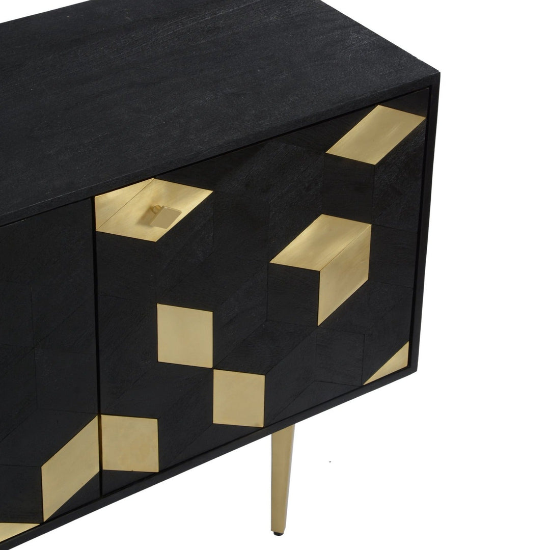 GEOMETRIC BRASS + MANGO WOOD SIDEBOARD