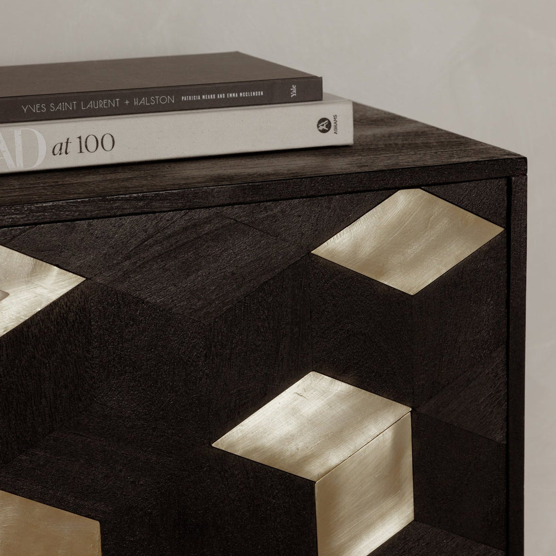 GEOMETRIC BRASS + MANGO WOOD SIDEBOARD