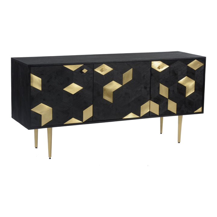 GEOMETRIC BRASS + MANGO WOOD SIDEBOARD