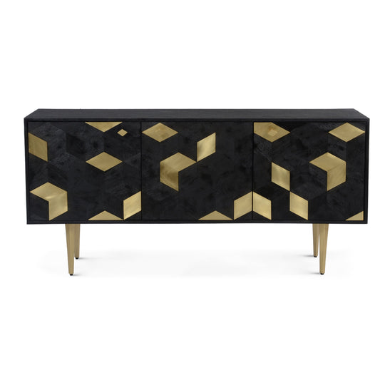 GEOMETRIC BRASS + MANGO WOOD SIDEBOARD