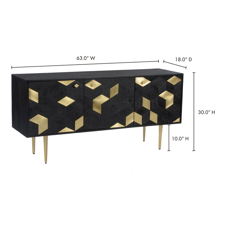 GEOMETRIC BRASS + MANGO WOOD SIDEBOARD