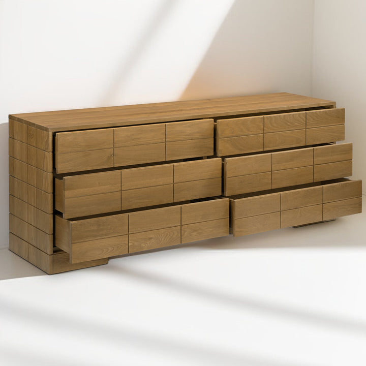 GIA BLOCKED OAK 6 DRAWER DRESSER