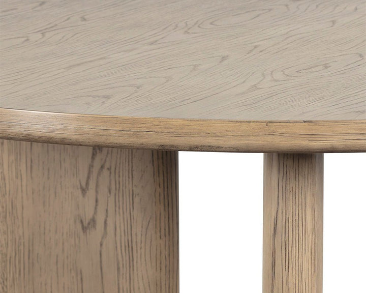 GIULIETTA 55" DINING TABLE - ROUND - WEATHERED OAK - CLOSE VIEW