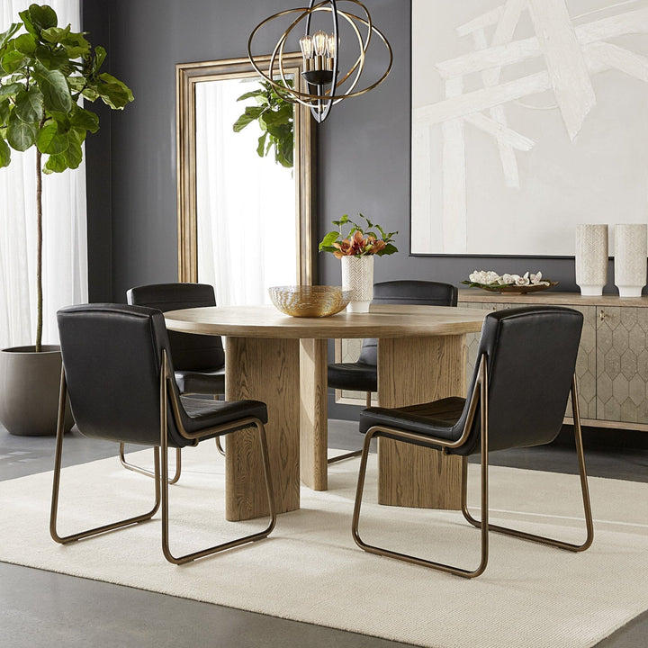 GIULIETTA 55" DINING TABLE - ROUND - WEATHERED OAK - ROOM VIEW