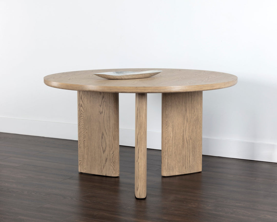 GIULIETTA 55" DINING TABLE - ROUND - WEATHERED OAK - SHOWCASE VIEW