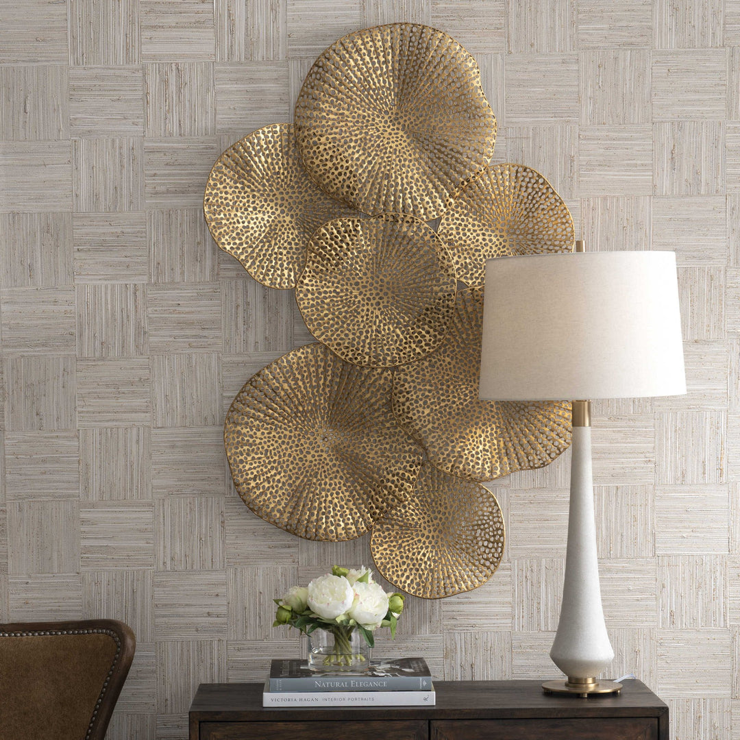 GOLD LOTUS METAL WALL ART