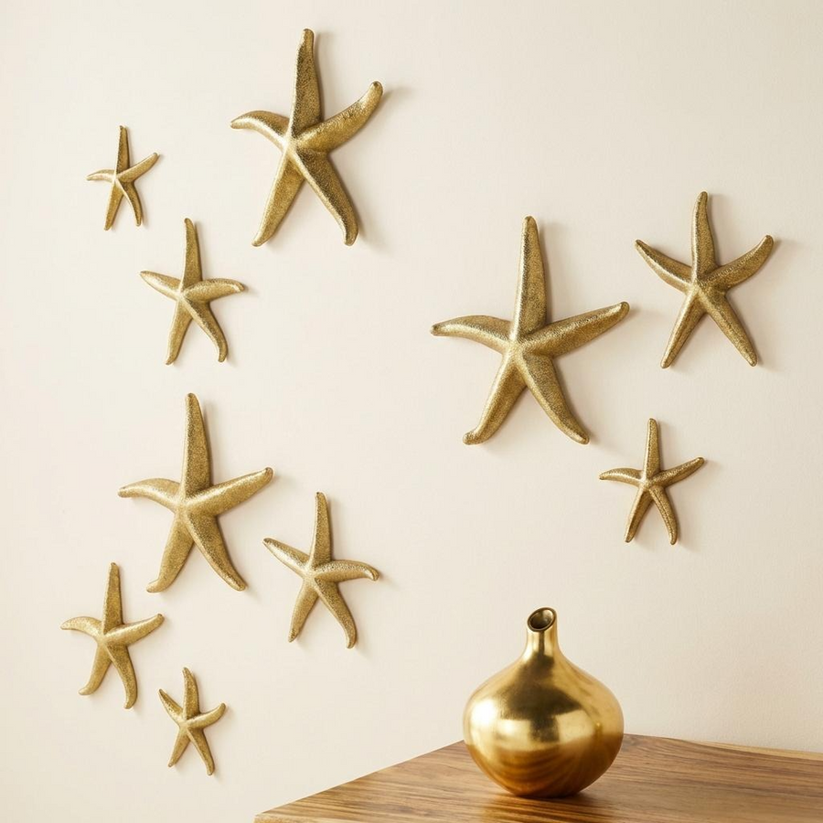 GOLD STARFISH WALL DECOR | SET OF 4