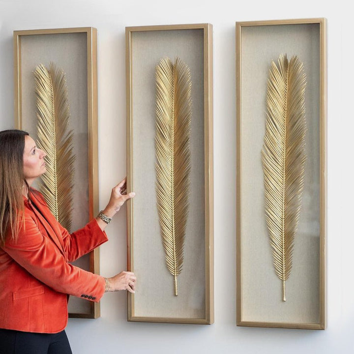 GOLDEN PALMS SHADOW BOX ART | SET OF 3