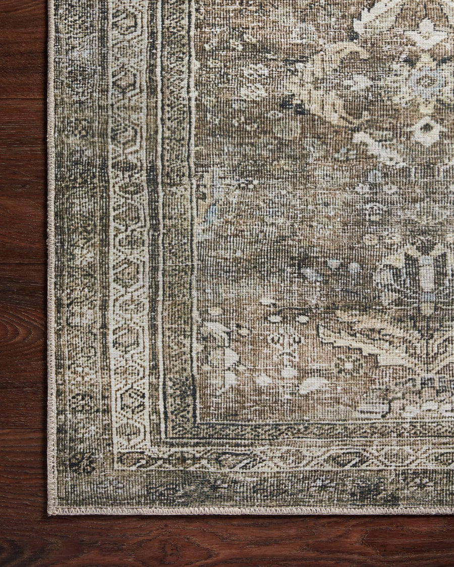 GOPESH VINTAGE PRINT FLAT RUG: ANTIQUE MOSS