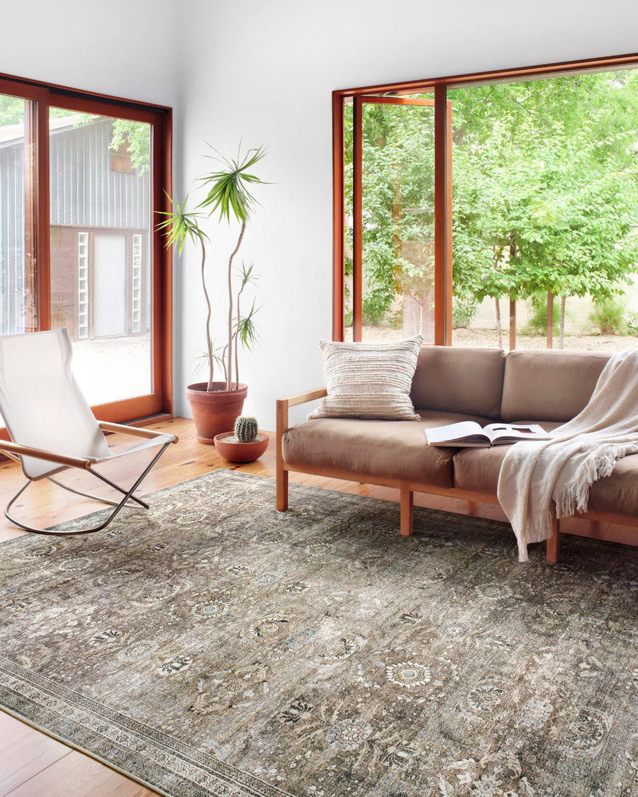 GOPESH VINTAGE PRINT FLAT RUG: ANTIQUE MOSS