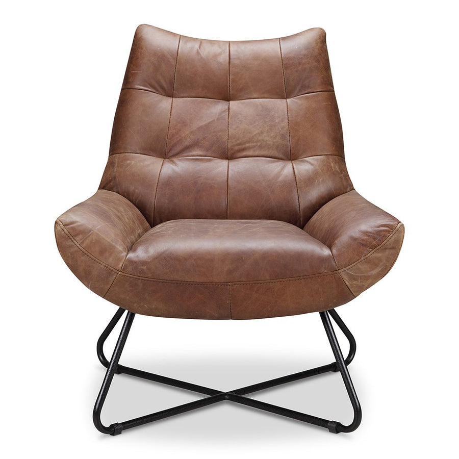 GRADUATE LOUNGE CHAIR: VINTAGE BROWN LEATHER