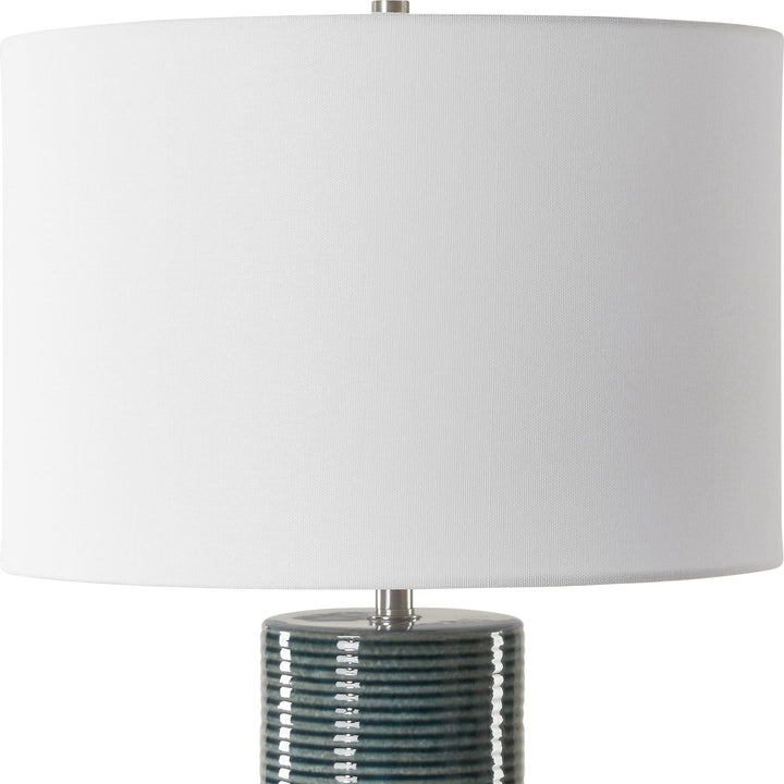 GRANGER TEAL STRIPED CERAMIC TABLE LAMP