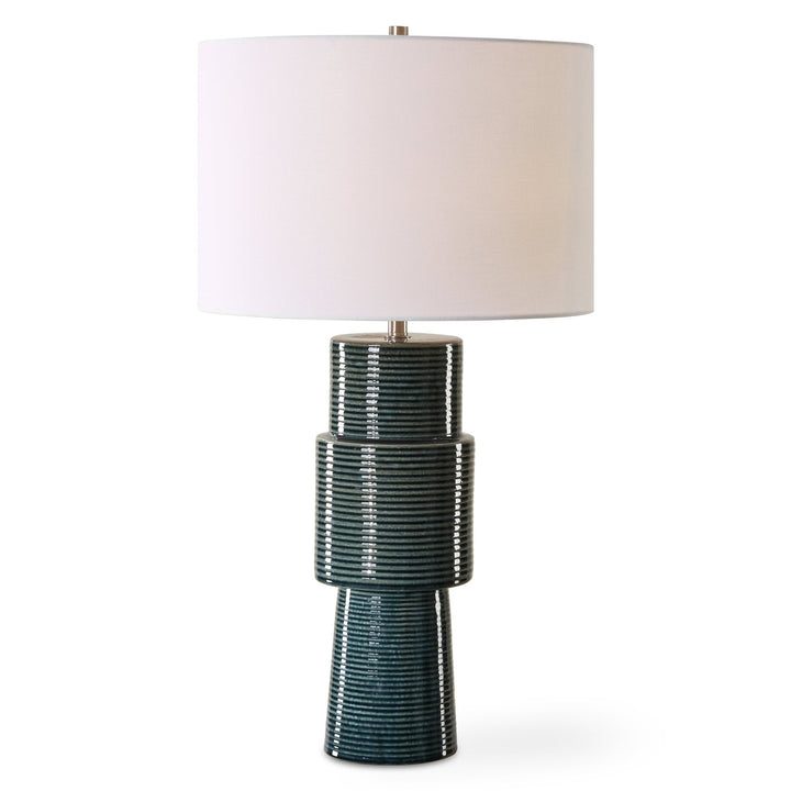 GRANGER TEAL STRIPED CERAMIC TABLE LAMP