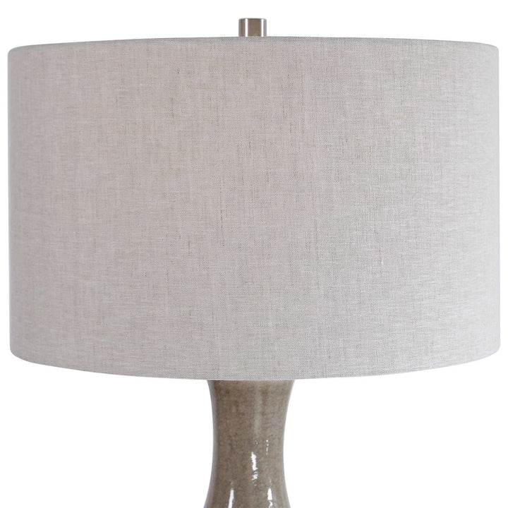 GRAY GLAZE + WHITE DIPPED CERAMIC TABLE LAMP