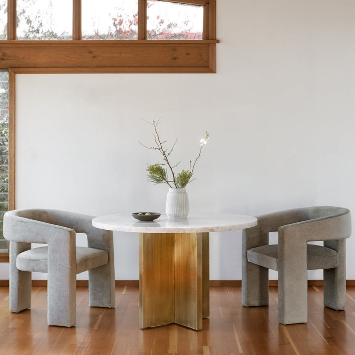 GRAZE WHITE MARBLE & BRASS DINING TABLE