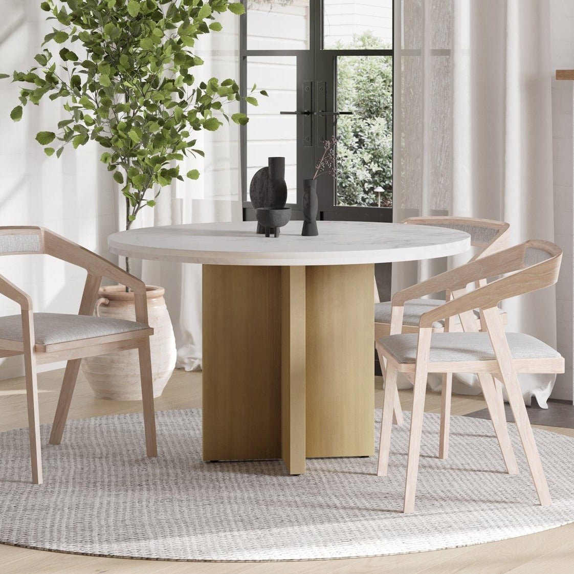 White brass dining table discount