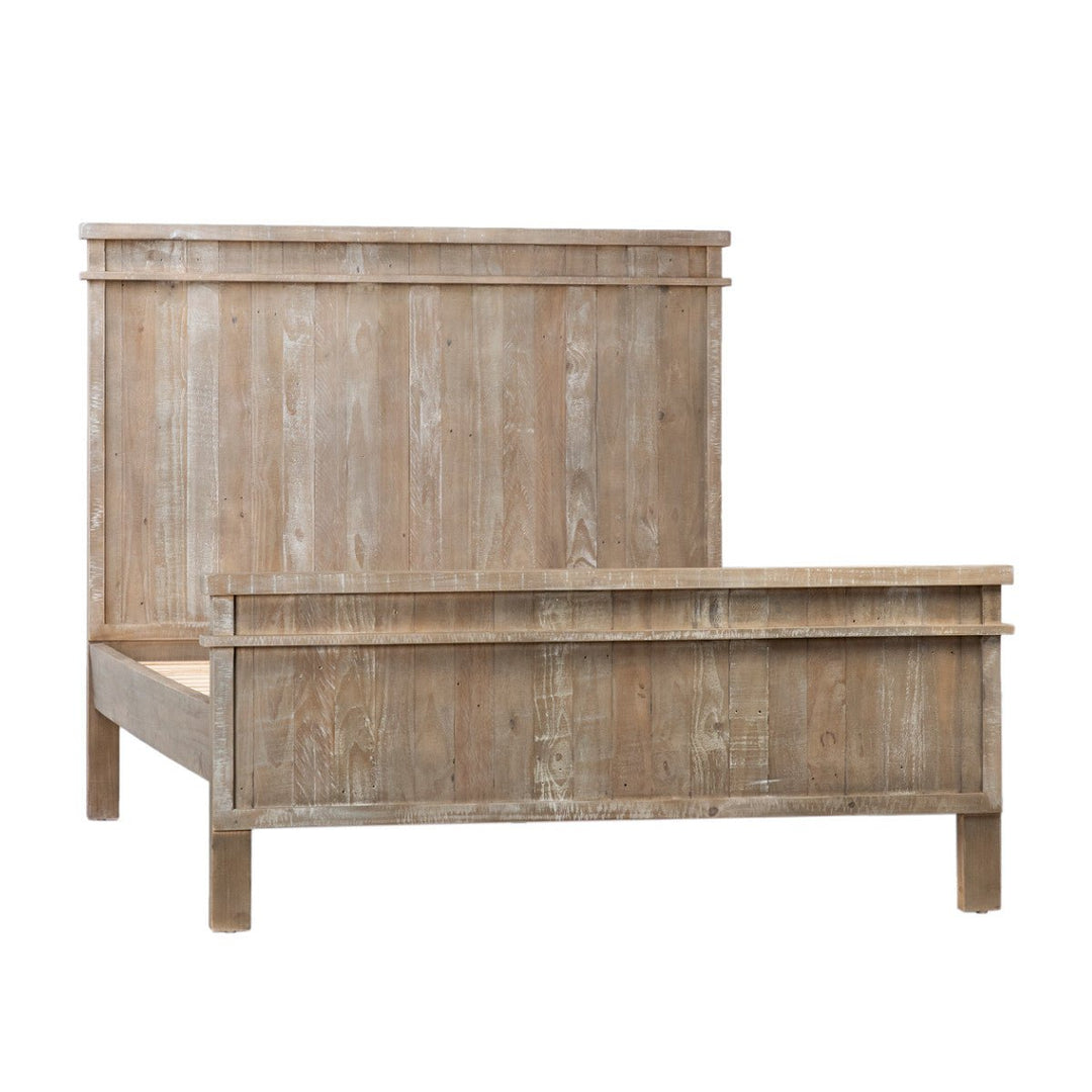 GRETA LIGHT WASHED PINE PANEL QUEEN BED