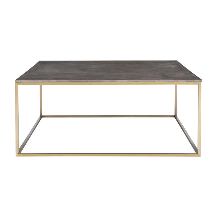 GREY SHAGREEN & BRASS SQUARE COFFEE TABLE