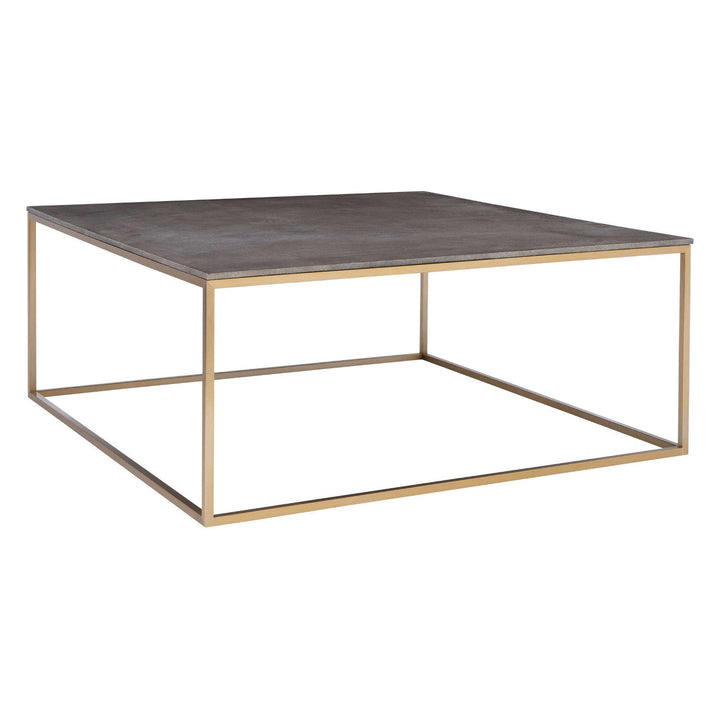 GREY SHAGREEN & BRASS SQUARE COFFEE TABLE