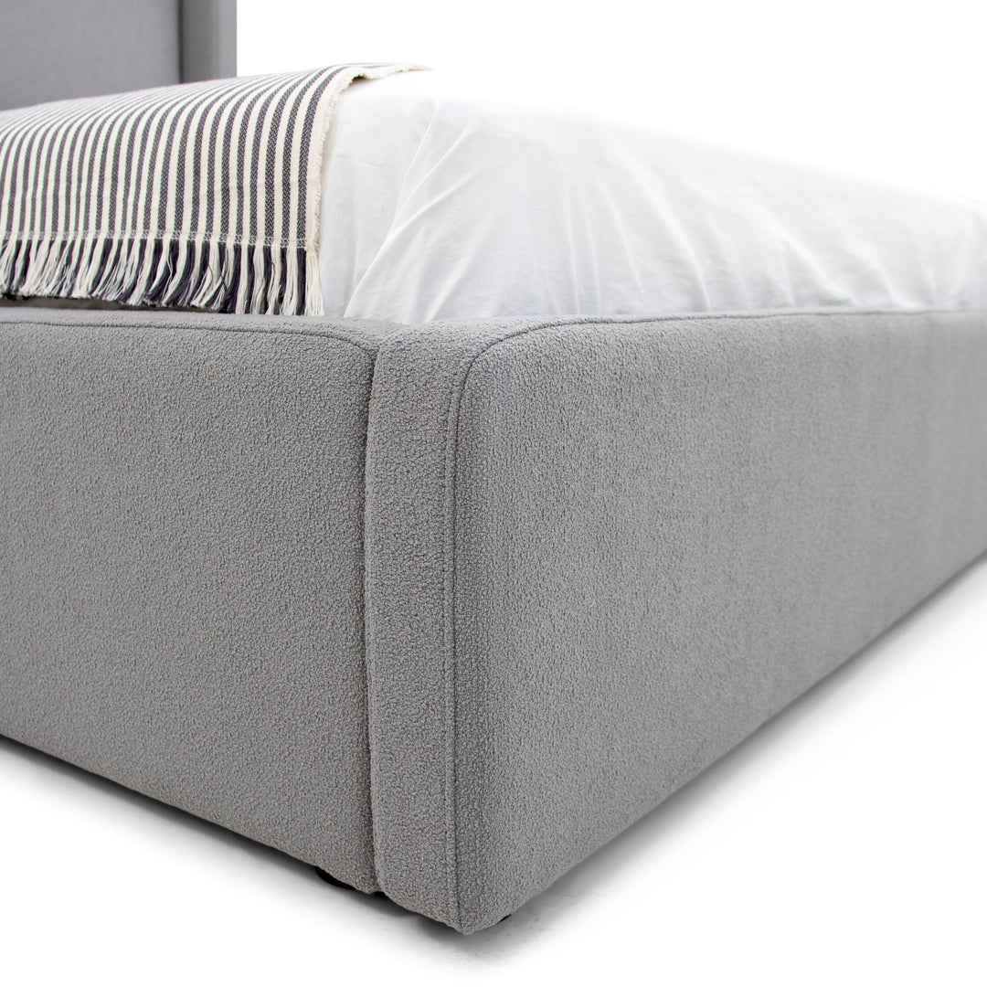 BYRNE GREY TEDDY BOUCLE UPHOLSTERED BED