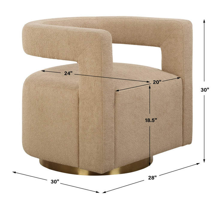 GROUNDED SWIVEL CHAIR: TOAST BOUCLE