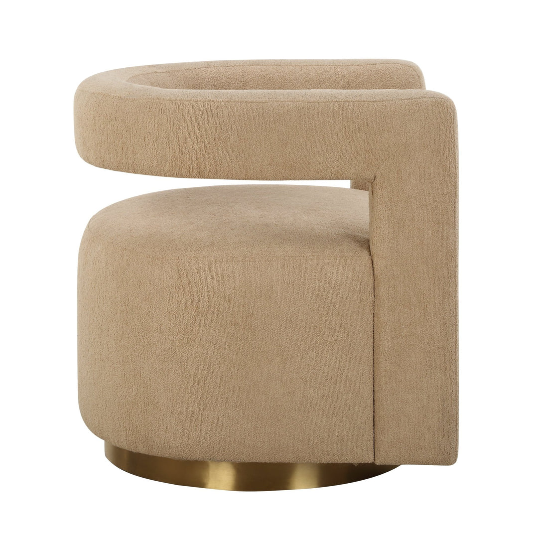 GROUNDED SWIVEL CHAIR: TOAST BOUCLE