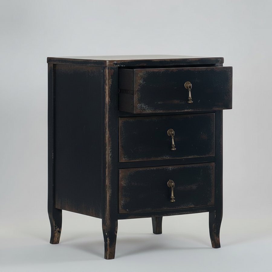 ANTIQUE BLACK TELEPHONE TABLE