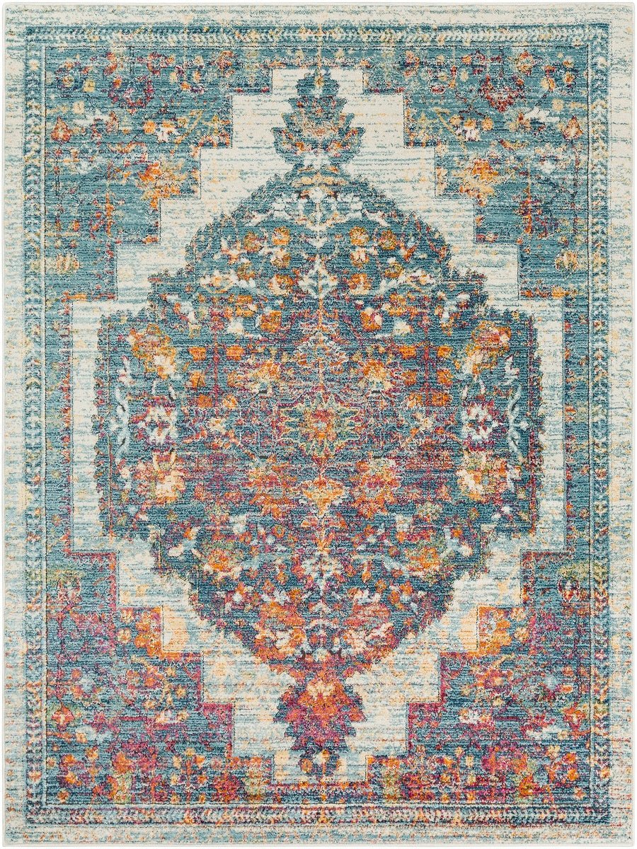 HADREA RUG: AQUA, BERRY MULTI