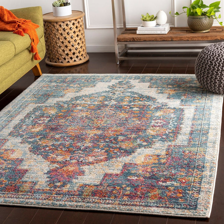 HADREA RUG: AQUA, BERRY MULTI