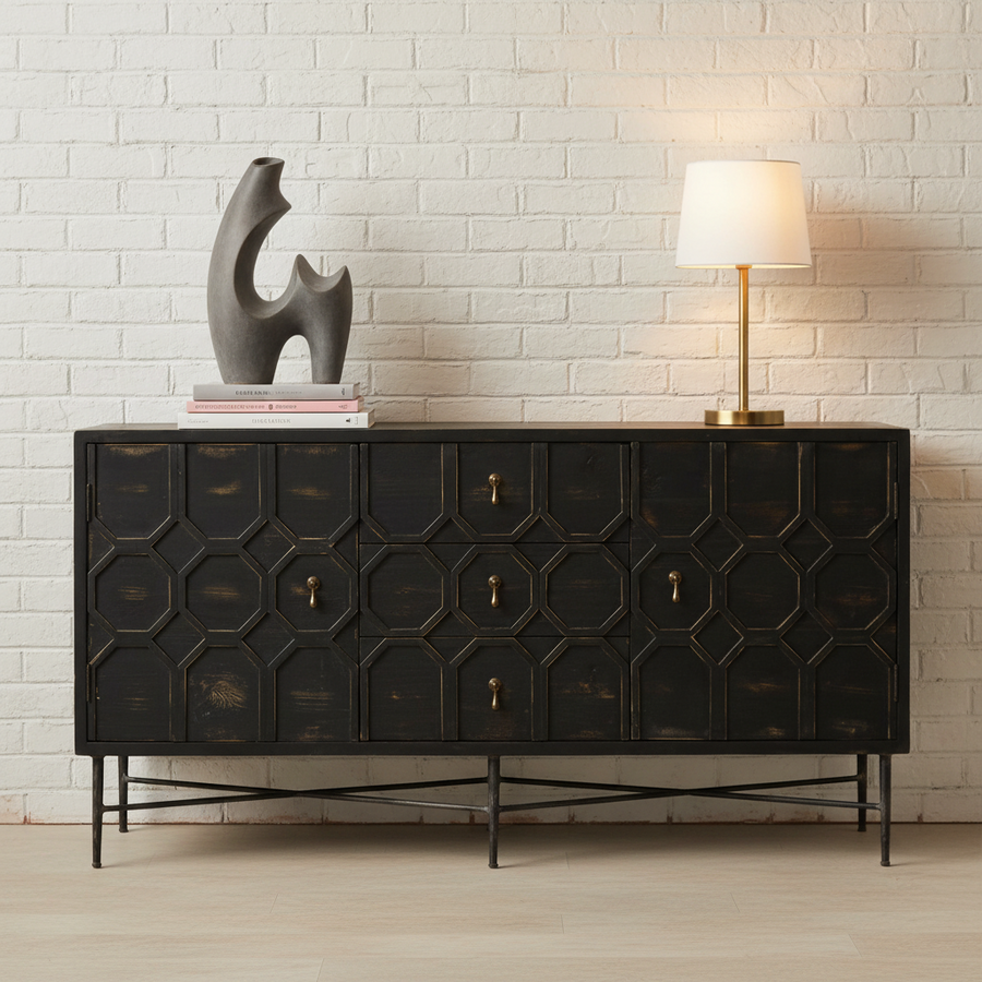 HAGEN ANTIQUE BLACK SIDEBOARD