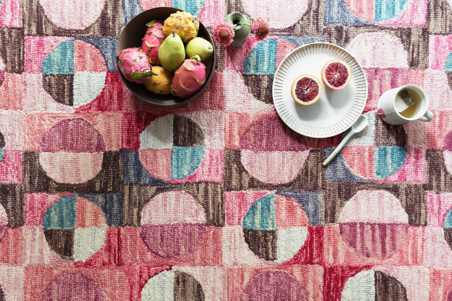 HALLU 06 HOOKED WOOL RUG: BERRY MULTI