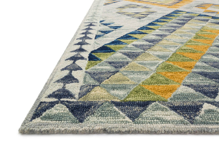 HALLU 07 HOOKED WOOL RUG: BLUE, GREEN MULTI