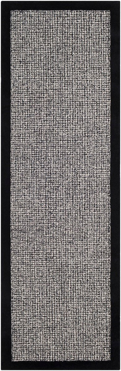 HAND TUFTED WOOL BORDER RUG: BLACK