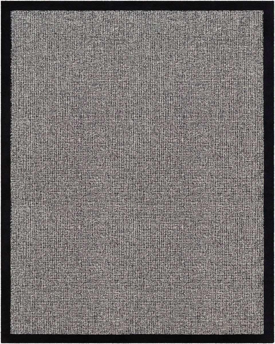 HAND TUFTED WOOL BORDER RUG: BLACK