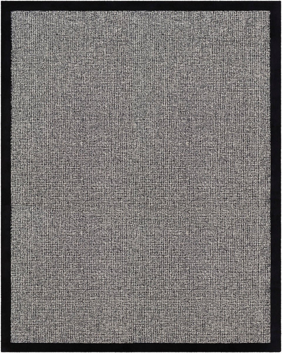 HAND TUFTED WOOL BORDER RUG: BLACK