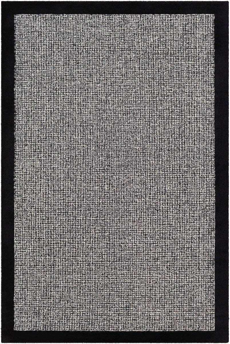 HAND TUFTED WOOL BORDER RUG: BLACK