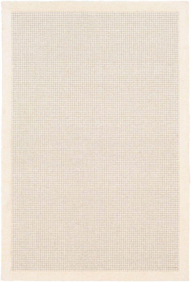 HAND TUFTED WOOL BORDER RUG: CREAM