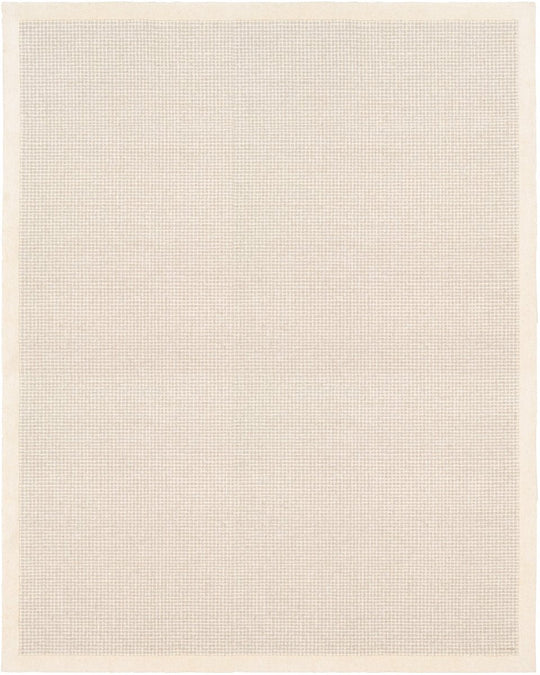 HAND TUFTED WOOL BORDER RUG: CREAM