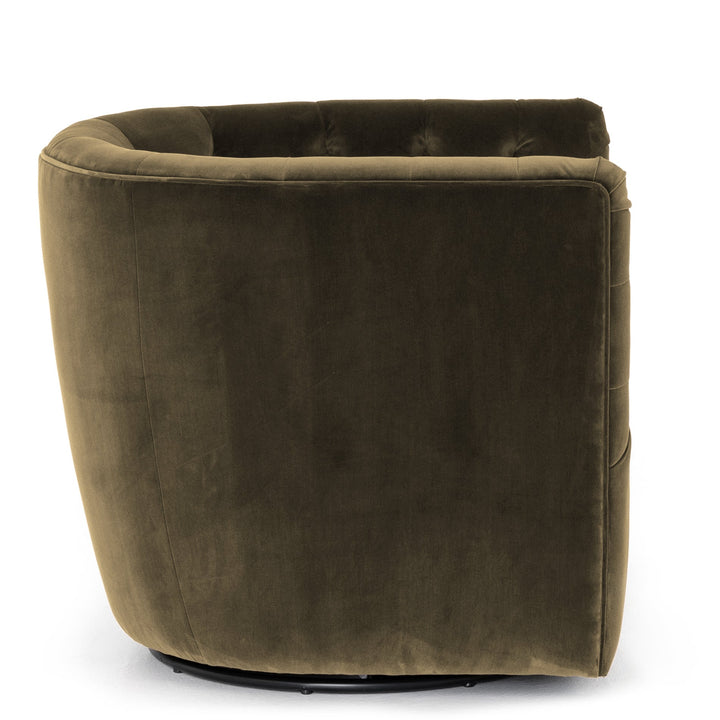 HANOVER VELVET SWIVEL CHAIR: SURREY OLIVE