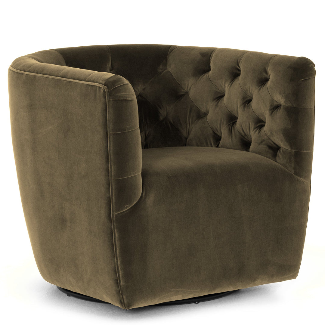 HANOVER VELVET SWIVEL CHAIR: SURREY OLIVE