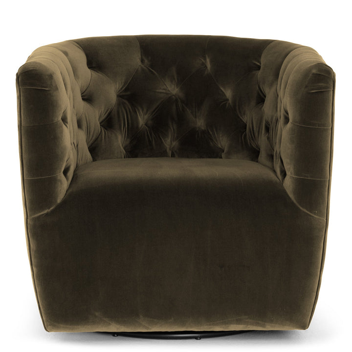 HANOVER VELVET SWIVEL CHAIR: SURREY OLIVE