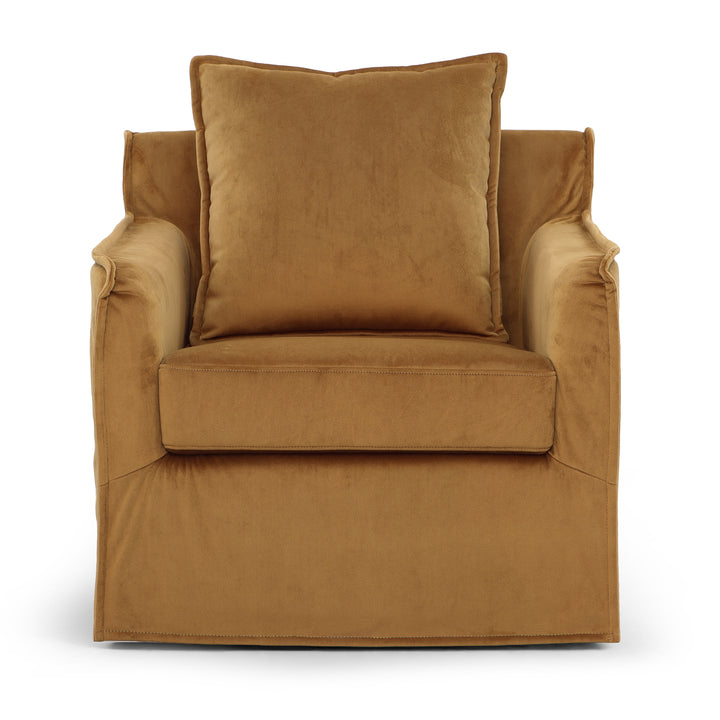 HARLEY MUSTARD VELVET SWIVEL ARM CHAIR