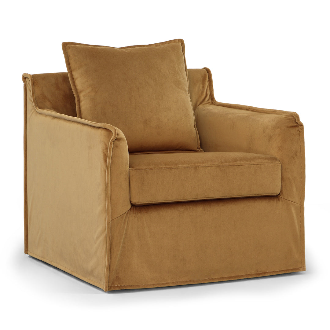 HARLEY MUSTARD VELVET SWIVEL ARM CHAIR