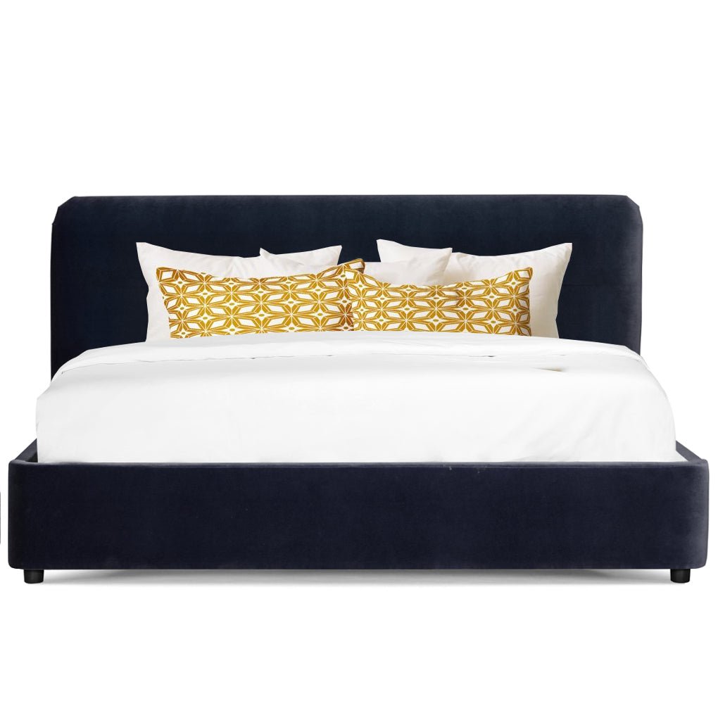 HAVANA NAVY VELVET UPHOLSTERED PLATFORM BED