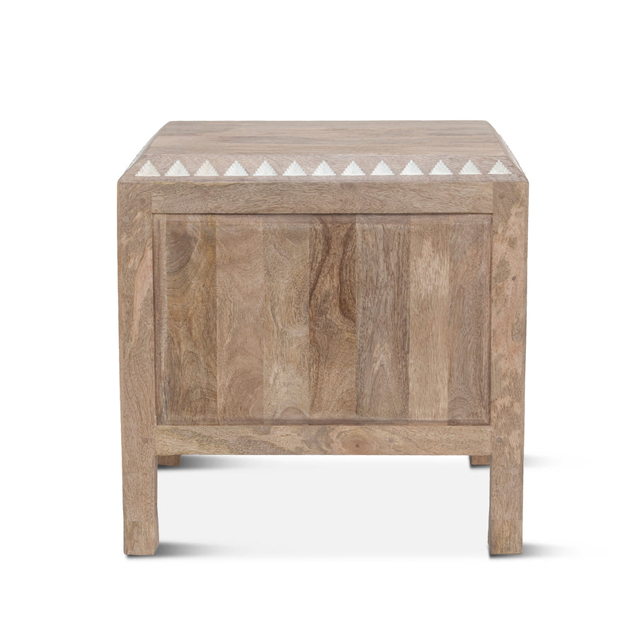 HAVELI GEOMETRIC MOTIF CARVED WOOD NIGHTSTAND