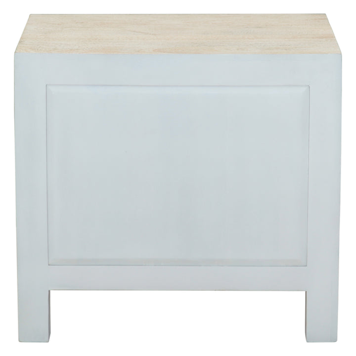 HAVELI WHITEWASH CARVED WOOD NIGHTSTAND