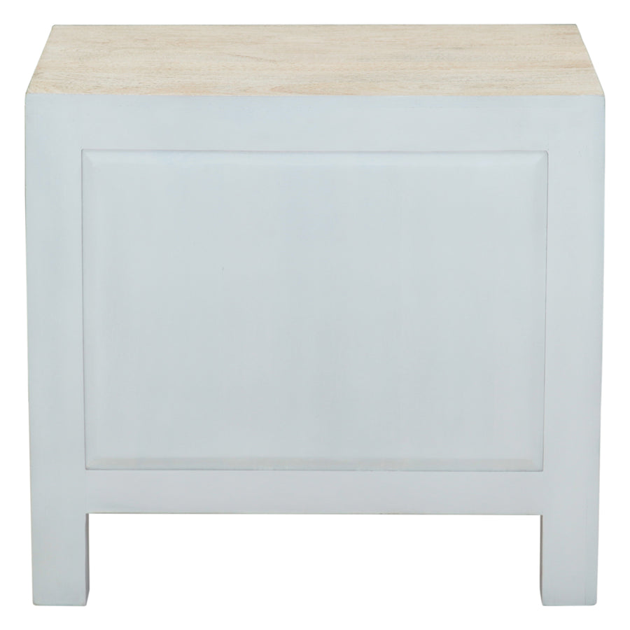 HAVELI WHITEWASH CARVED WOOD NIGHTSTAND
